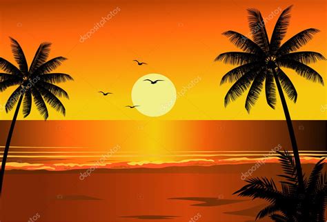 Beach Sunset Stock Vector Image By ©dagadu 2665425