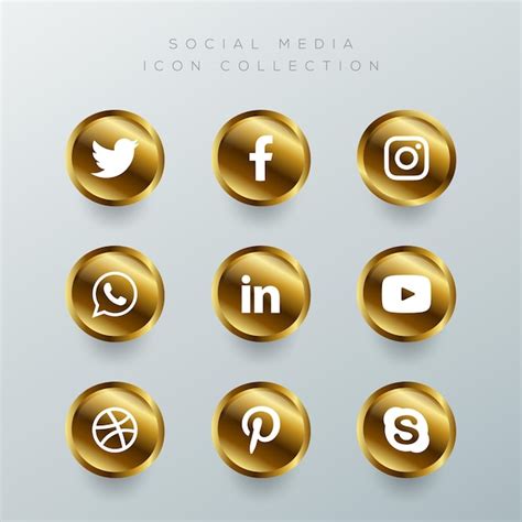 Premium Vector Golden Social Media Icons Set
