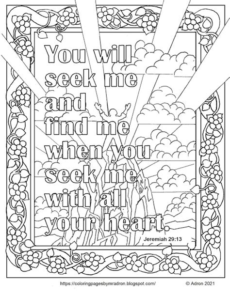 Coloring Pages for Kids by Mr. Adron: Free Jeremiah 29:13 Print And Color Page, You Will Seek