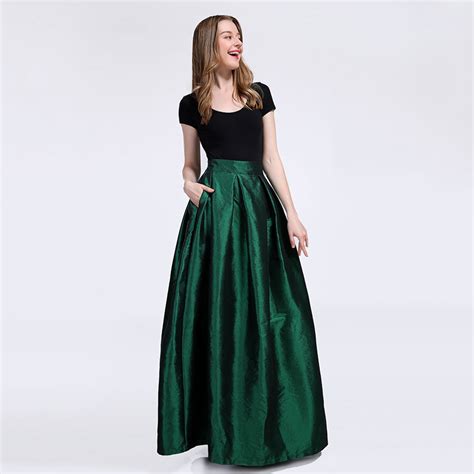 Grace Emerald Green A Line Ruffle Skirt Taffeta Holiday Skirts High