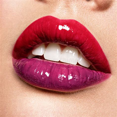 Beautiful Woman Lips With Gloss Lipstick Stock Image Image Of Close