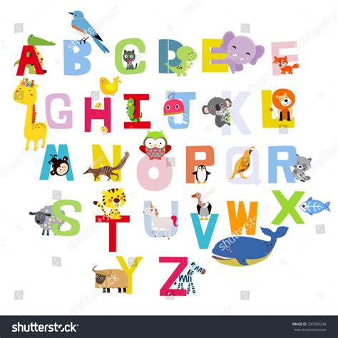 Cute Alphabet Animals Stock Vector Royalty Free 297305246 Shutterstock