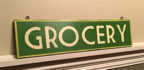 Grocery Hand Painted Retrovintage Style Green Sign