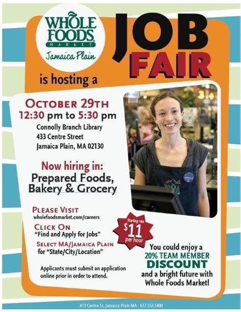 It's free, and you can cancel email updates at any time. Whole Foods Market Jamaica Plain is hosting a Job Fair at ...