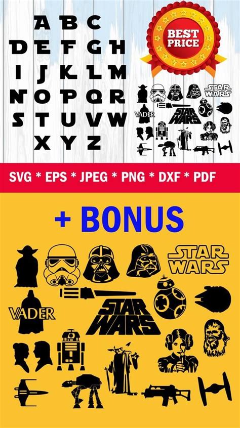 Star Wars Svg Alphabet Letters Font With Bonus Silhouettes Star Wars