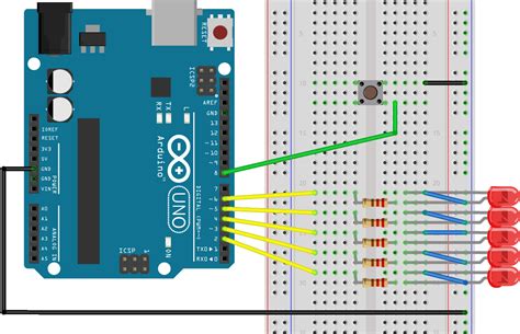 Connecting Pushbutton With Arduino And Making Light Patterns