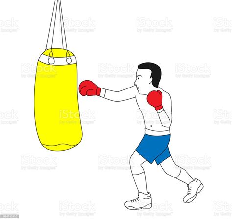 Man Punching Bag On Boxing Training Stock Illustration Download Image