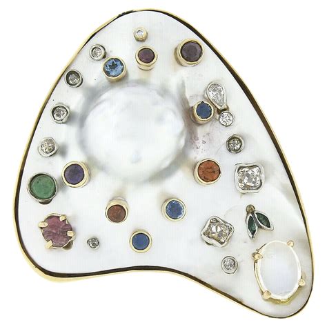 Large Gemset Artist Palette Brooch At 1stdibs