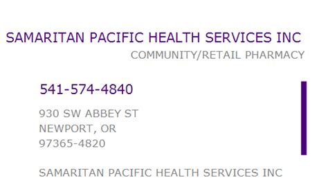 1821209446 Npi Number Samaritan Pacific Health Services Inc Newport