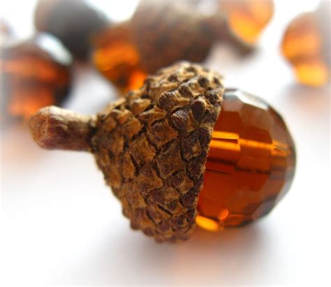 10 Mahogany Faceted Glass Acorns Etsy Acorn Fall Floral Crafternoon