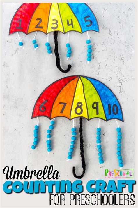 🌂 Free Printable Spring Umbrella Counting Crafts For Preschoolers