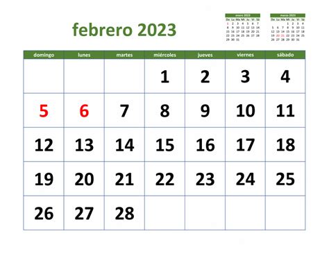 Calendario Febrero 2023 De México