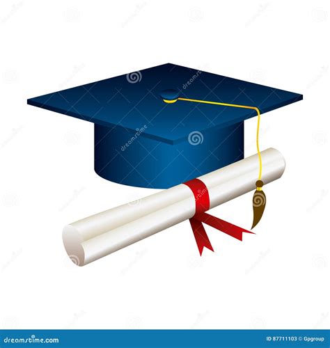 Color Graduation Hat With Diploma Stock Illustration Illustration Of
