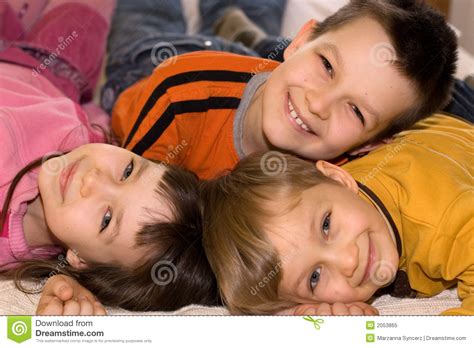Three Smiling Kids Having Fun Royalty Free Stock Photo