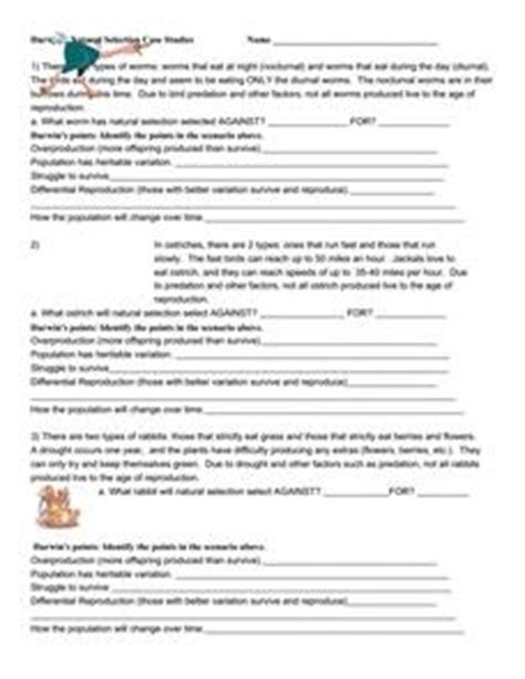 Use browser document reader options to download and/or print. Darwin's Natural Selection Case Studies Worksheet for 7th - 12th Grade | Lesson Planet