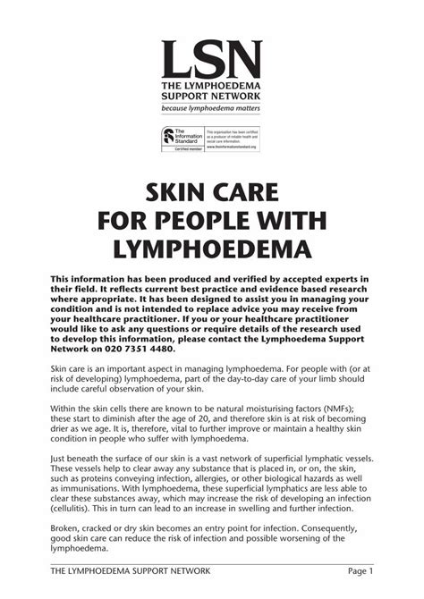 Pdf Skin Care For People With Lymphoedema Care For People With