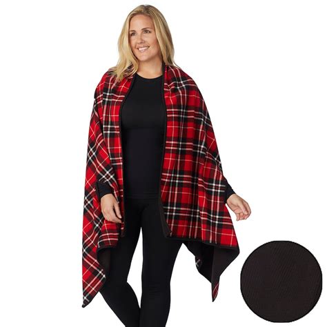 Plus Size Cuddl Duds Reversible Blanket Wrap Dark Red Plus Size