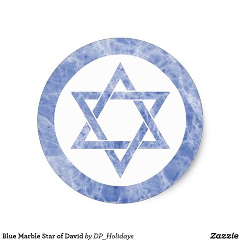 Blue Marble Star Of David Classic Round Sticker Star Of