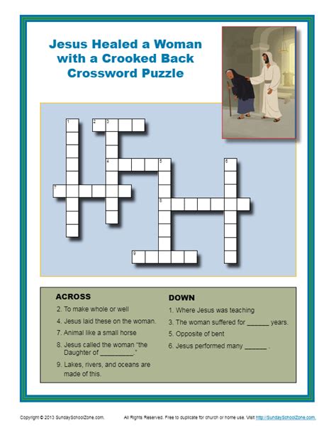 Jesus Healed A Woman With A Crooked Back Crossword Puzzle