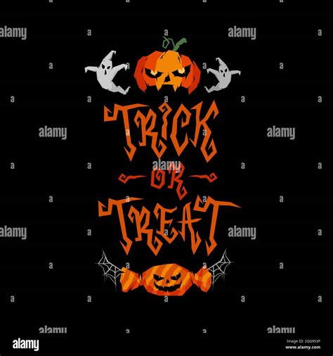 Trick Or Treat Lettering Design Halloween Ornate Vector Illustration
