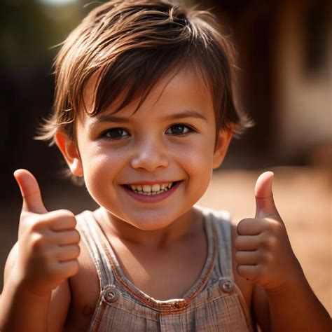 Premium Photo Smiling Happy Child Giving Thumbs Up Gesture Of Approval