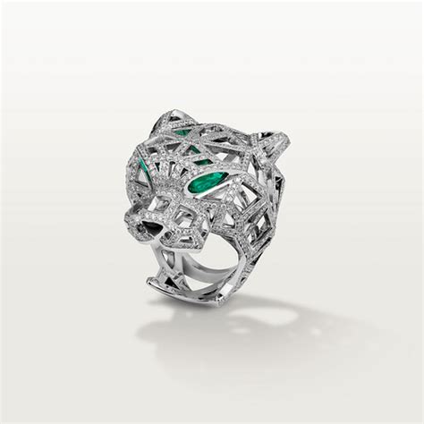 Crn Panth Re De Cartier Ring White Gold Emeralds Onyx Diamonds Cartier
