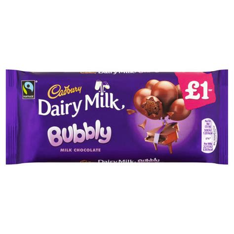 Cadbury Dairy Milk Bubbly £1 Chocolate Bar 90g Sweets Iceland Foods