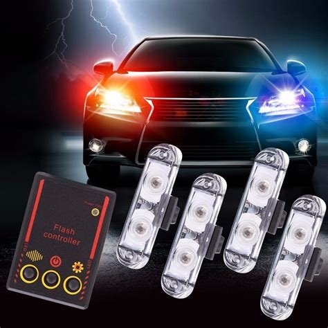 Police Strobe Light 4 In 1 Led Flashing Mini Emergency Vehicle Led