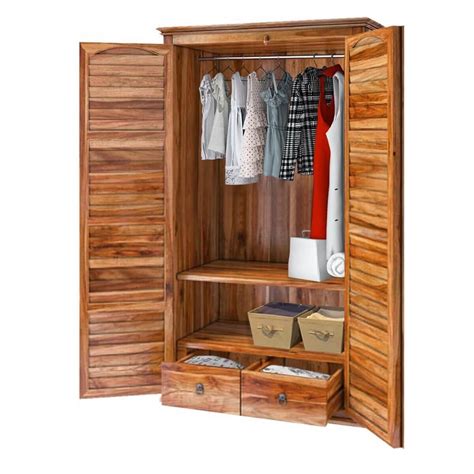 Livingston Louver Door Large Rustic Solid Wood Armoire Wardrobe Closet