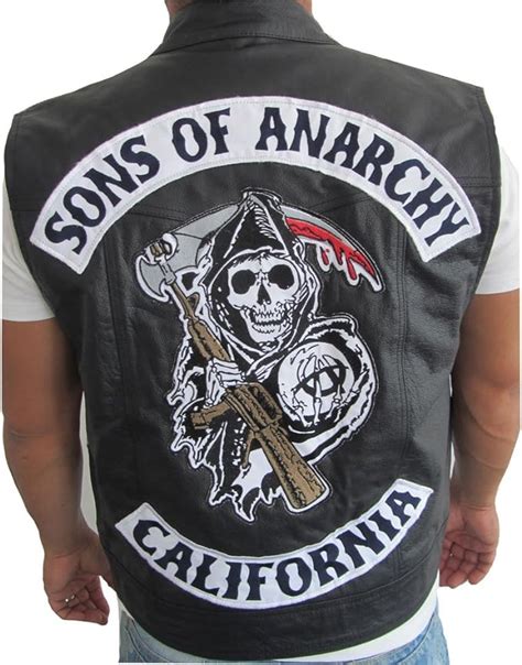 Sons Of Anarchy Jax Style Sleeveless Leather Waistcoat Jacket Black Xx Large Uk