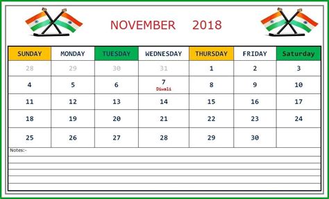 November 2018 Calendar Holidays India Holiday Calendar November