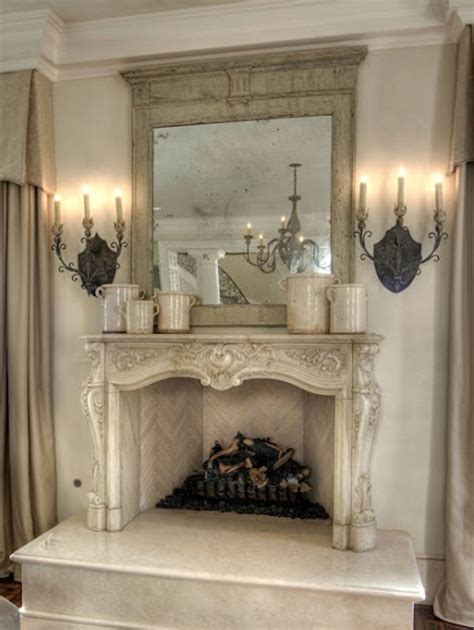 French Country Dining Fireplace Mantle