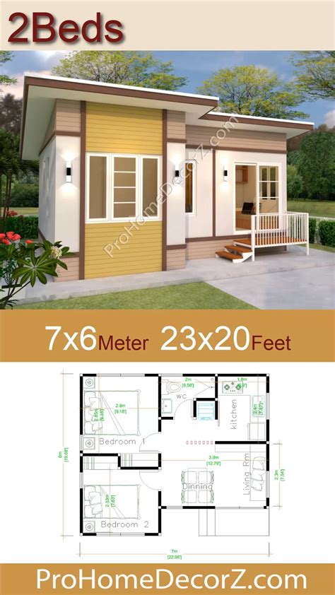 Small Budget House 7×6 Meter 23×20 Feet 2 Beds Artofit