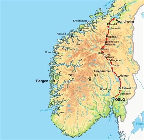 Karte Vom Olavsweg In Norwegen Olavsledende