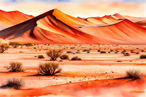 Red Dunes In The Namib Desert Namibia Africa Stock Illustration