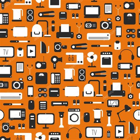 Seamless Pattern Of Electronic Devices And Home Appliances Colorful
