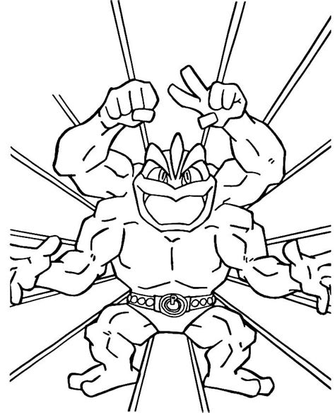 Pokemon Machamp Coloring Page Sketch Coloring Page