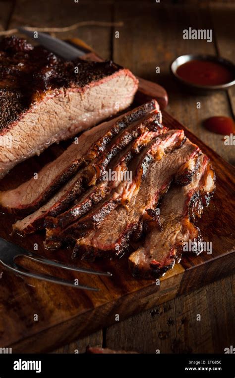 Homemade Smoked Barbecue Beef Brisket With Sauce Stock Photo Alamy