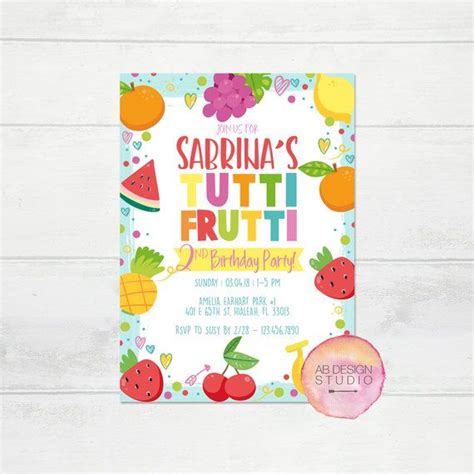 Tutti Frutti Invitation Two Tti Frutti Birthday Invite Tutti Fruity