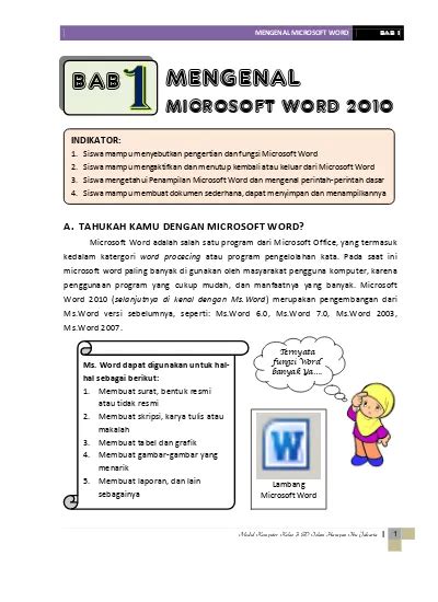 Bab Mengenal Microsoft Word 2010 A Tahukah Kamu Dengan Microsoft Word