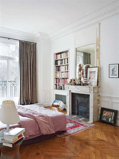 Parisian Bedroom Decor Ideas With Bookshelf Decor Pink Bedspread