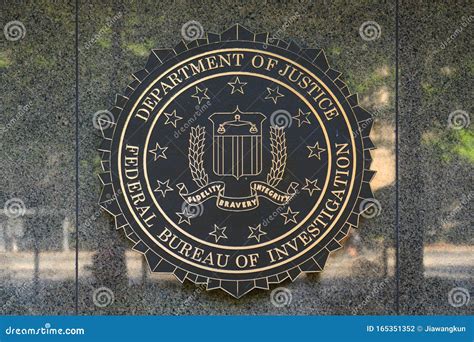 Fbi Seal On Fbi Building In Washington Dc Usa Editorial Photography