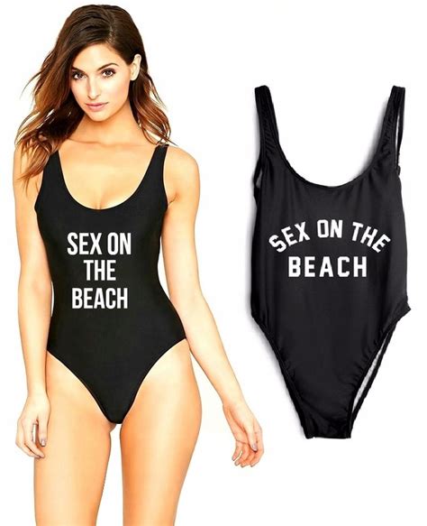 JednoczĘŚciowy StrÓj KĄpielowy Napis Sex Beach S 7408874421