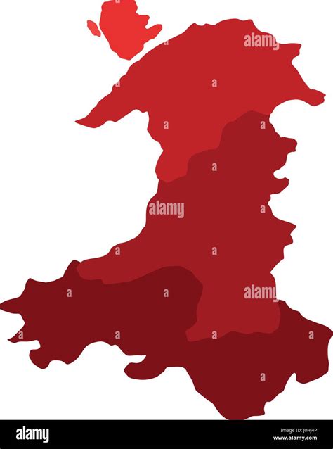 Map Of Wales With Regions In Vector On White Background Stock Vector