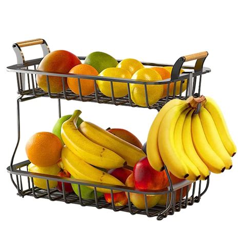 Fruit Bowl With Banana Tree Hangar Countertop Vegetable Bowl With