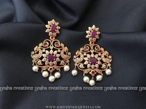 Gold Plated Ruby Earrings From Yosha Creationz South India Jewels