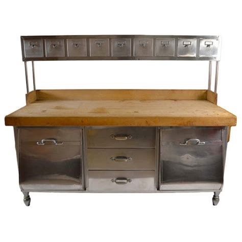 Crafted with a durable mdf table top and matching seats over sturdy. Industrial Stainless Steel and Wood Kitchen Work Station ...