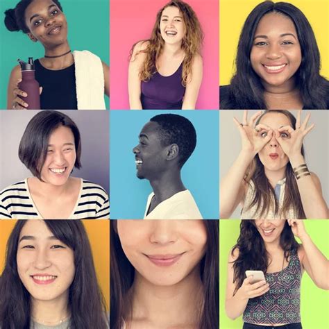 Conjunto Retratos Con Personas Diversidad Collage Con Salpicadura Color