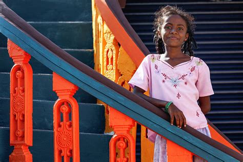 Portrait Of A Girl On Colorful Stairs Photograph By Murray Rudd Fine