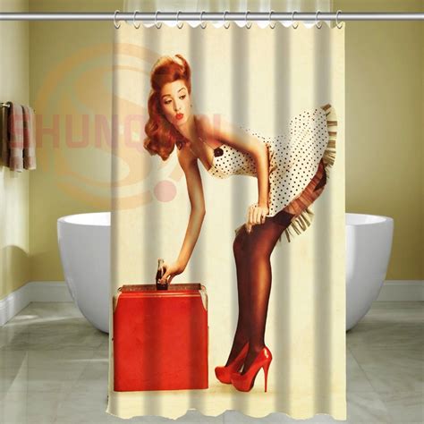 Custom Sexy Pin Up Girl Waterproof Bathroom Fabric Shower Curtain Bathroom Decor 48 X 72 Inch In